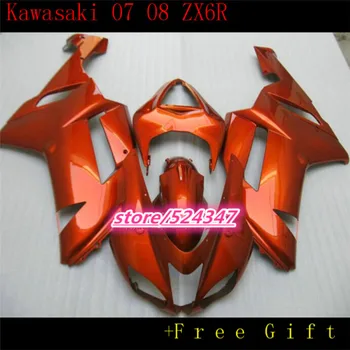 Komplet moto обтекателей za KAWASAKI Ninja ZX6R 07 08 ZX6R 2007 2008 Modni potpuno narančasti set ABS обтекателей