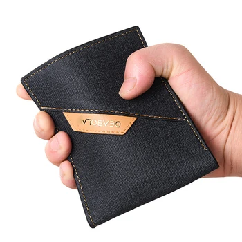 Muški modni platna novčanik, kratko novčanik, torba za kreditne kartice, crna/plava/siva, držač za kartice, novčanik