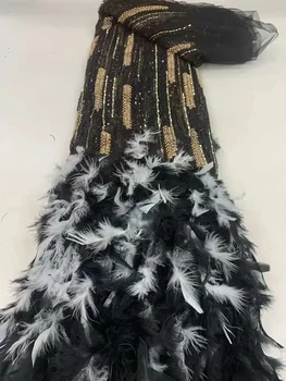 Luksuzna modna 3D tkanina za mladence, platno s vezom, perje, vjenčanica za mladence, тюлевое čipke s šljokice i perle