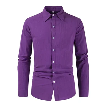2023 Nova muška polo majica s ovratnikom od pamuka i lana, trend košulja europske veličine, muška casual majica dugi rukav