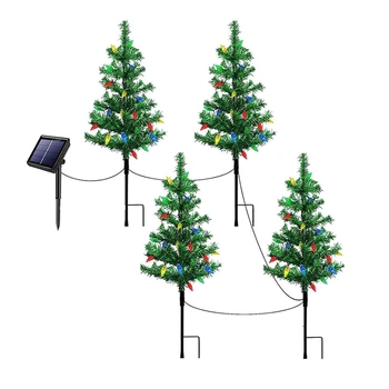4 seta male božićne елочных vijencima na solarne baterije, mini-božićno drvce sa svjetlima Za uređenje staze, trijem, dvorište, dugotrajna