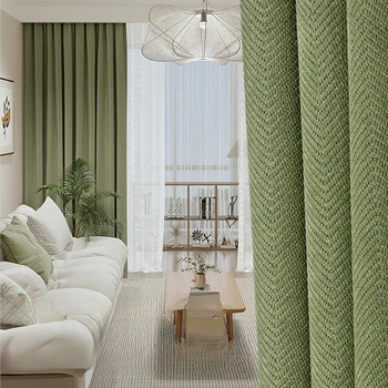 Jednostavne moderne zavjese boje moka za dnevni boravak, fina i topla soba, zavjese šanil sa umetkom