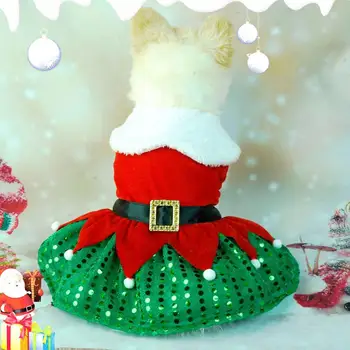 Svečana odjeća za kućne ljubimce, svečane suknje-наряжалки Djeda Mraza, переливающийся porub sa šljokicama, Luksuzni zlatni baršun tkanine za božićne kućne ljubimce