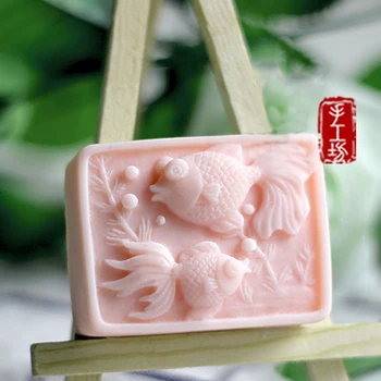 PRZY Zlatna ribica Silikonska forma za proizvodnju sapuna ručni rad u kineskom stilu Par Ribljih oblika Čokolade svijeća u Obliku slatkiša Glina za tortu Smola