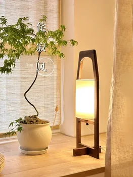 Podna lampa za dnevni boravak u stilu Sili od punog drveta, japanski klasicni jednostavan ured za spavaće sobe, personalizirane kreativna lampe