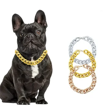 42-Сантиметровая zlatni lanac za pse, akril lanac s kopčom, Medo mops, Ogrlica za male i srednje pse, ogrlice za kućne ljubimce, nakit