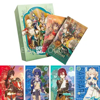 Anime Genshin Impact Collection Cards Booster Box Лимитированная Serija Quicksand Crystal SHP Hide Glow LXP Flash Card Igračke za Djecu