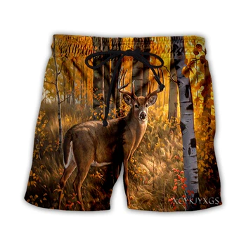 xinchenyuan Nove muške/ženske svakodnevne kratke hlače s 3D ispis u obliku životinja jelen, funky vanjska odjeća, muška besplatne sportske kratke hlače T20