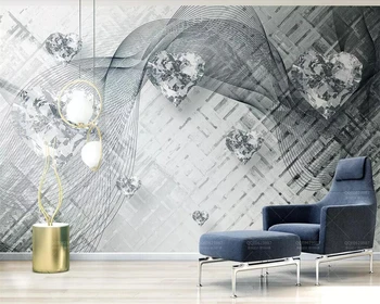 Beibehang Pozadinu na red 3d puna linija, transparentan dijamant u obliku srca, luksuzna pozadina za tv, dekoracija zidova, 3D desktop