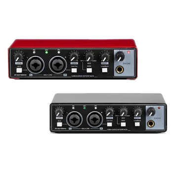 1 kom. zvučna kartica uređaji studio snimanje USB audio Profesionalni sučelje Audio oprema 48v Phantom za snimanje Crna