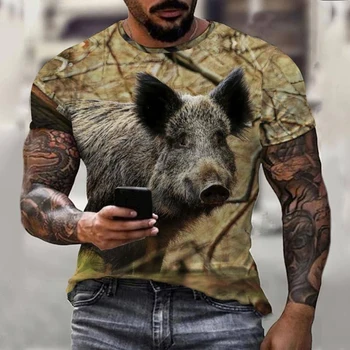 Majica sa 3D ispis u obliku divlje svinje, Ljetne Muške I ženske majice sa životinjama, Funky ulica odjeća Harajuku kratkih rukava, dječje majice, majice
