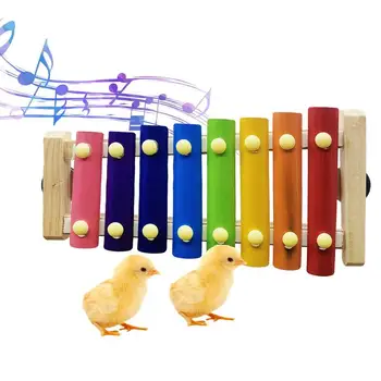 Ксилофон za piliće Igračke za piliće u drvenoj kokošinjac Ксилофон živih boja Jednostavna instalacija Multifunkcionalna igračka za piliće
