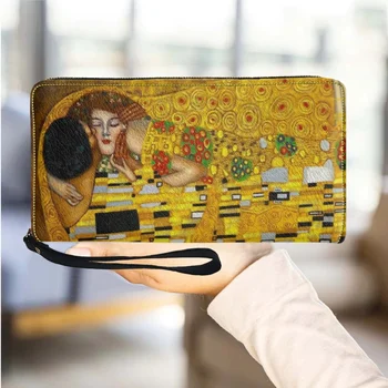 Ulje na platnu Poljubac/Vodeni Ljiljan Dizajnerske Torbice Gustav Klimt /Monet Ženski Novčanik Casual Novčanik od Umjetne Kože za Djevojaka Prijenosni