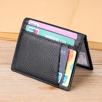 Najnoviji ultra-tanki soft torbicu od 100% prirodne kože, mini torbicu za kreditne kartice, tanki mali držač za kartice, muški novčanik
