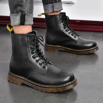 Muške zimske kožne muške čizme, ulične casual obuće, lagani dizajn gospodo toplo radne cipele, Klasične cipele ručne izrade