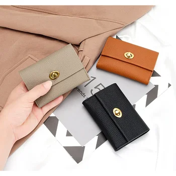 Klasična višenamjenska torba za posjetnice od bičevati s gornjim slojem, trendi ženski kratka kožna torbica za posjetnice
