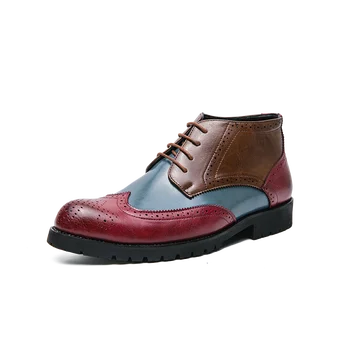 Hit prodaje; muške čizme; zimska moda cipele s visokim берцем u boji zaključavanje; muške poslovne kratke čizme u retro stilu crvene boje