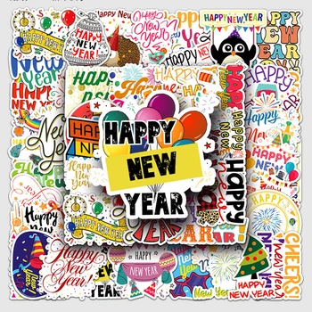 50 listova sretna Nova godina Naljepnice s grafitima Torbica za telefon svojim rukama Prtljaga Laptop Vodootporan ukrasne naljepnice Celina