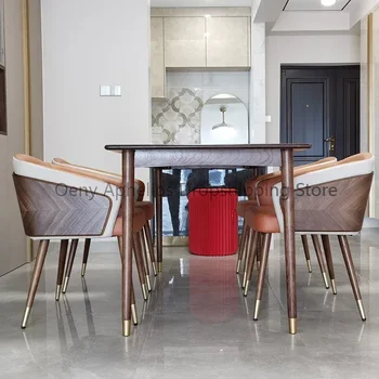 Drveni moderan luksuzni blagovaona stolice, dizajn stolica s naglaskom, Visoke stolice za odmor, udobne kuhinjski namještaj HY50DC