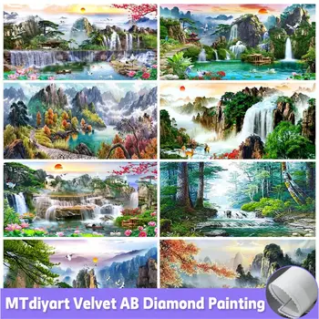 Velika 5D Diamond slikarstvo, Mozaik Planine Slapovi su Prirodni Crane Lake district Potpuna Diamond Vez Feng Shui Sretan Ukras kuće