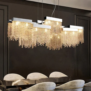 Umjetnost Modernog Luksuza Kristalnim Lusterima K9 Viseći Svijećnjak za blagovanje LED Island Hanglamp Light Bar