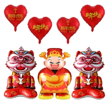 Veliki kineski Bog Bogatstva, Stoji Lav, Balon od folije, Dekor za Novogodišnje zabave, Godina Zmaja, Lunar Proljetni Festival, Pribor za ukras.