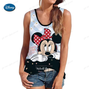 Disney, Majica S Po Cijeloj Površini Minnie I Mickey Mouse, Ženska Majica Bez Rukava, Harajuku, Fitness, Ženski Godišnji Slobodan Dan-To-Dan Prsluk, Vrhovima, Muška Odjeća