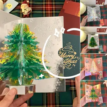 Creative 3D prikazuje kratko uputstvo razglednica u obliku Božićnog drvca, trodimenzionalni razglednica sa zahvalnošću ručni rad, Sjajna побрякушка, Sjajna blagdanska čestitka za studente