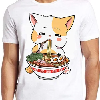 Majica sa Раменским mačka, anime Kawai Neki, slatka Japanski rezanci, Cool 447