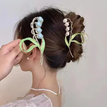 Novi modni elegantna metalna bobby pin za kosu u obliku đurđevak s жемчужным cvijet, velike ukosnice za kosu za žene, Pribor za kosu za djevojčice