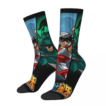Sretan muške čarape Knights Of The Zodiac, Starinski ulični stil Harajuku Saint Seiya, bešavne čarape Crew Crazy S poklon paketima uzorkom