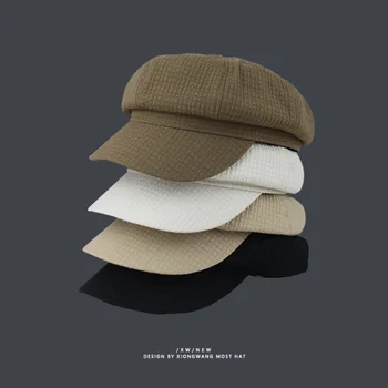 Proljeće-ljeto klasična šešir za muškarce, Običan osmerokutni kape s simpatično zakrivljena polja, trendy retro-umjetničke beretke s куполообразными glavobolje уборами za žene