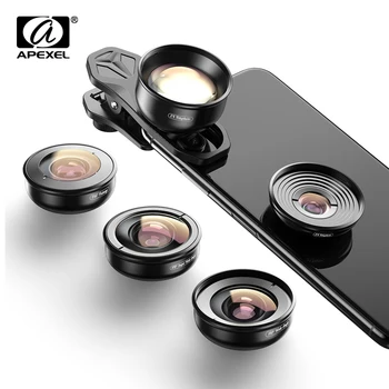 APEXEL 4K HD 5 u 1 Fotoaparat Objektiv telefona Široke макрообъективы Portret super Fish Eye CPL Filter za iPhone Xiaomi allsmartphone