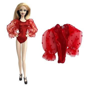 Moderna odjeća od princeza 30 cm, crveni kupaći kostim bikini s čipkastim rukavima, Ljetni kupaćih kostima za Barbie lutke pribor, poklon igračka za djevojčice