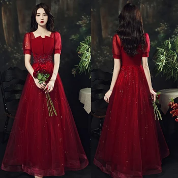 Klasična crvena haljina za prom, odjeća za vjenčanje tost nevjesta, Moderan plinski suknja za temperamenta, godišnji party, bankete, svečane haljine