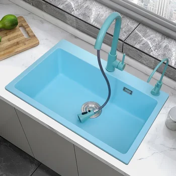 Kuhinjski кварцевая umivaonik Plave boje, вставная umivaonik, Veliki umivaonik s jedne umivaonik, sudoper za pranje posuđa, granit odijelo za ribnjak
