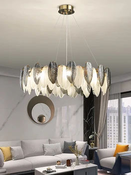 Постмодернистская kristalnim lusterima, američki svjetlo, luksuzna lampa u dnevnoj sobi, toplo svjetlo u spavaćoj sobi, Kreativni restoran Feather