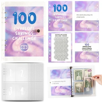 100 Omotnica Challenge Binder Jednostavan i zabavan način za uštedjeti $ 5050 Ušteda prkosi proračunu Биндеру Binder s novčanim конвертами