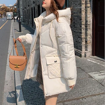 Ženski zimski kaput 2023, Novi Dolje jaknu sa pamučnom postavom, ženska toplo Dolje jaknu, Ветрозащитное Apsolutno kaput s kapuljačom, odjeća Mujer Korea