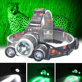 Vanjska zelena / crvena /UV-395нм + bijela lampa sa dvostrukim svjetlom, 4 profila, prednja svjetla za kampiranje, ribolov, lov, prednja svjetla za lov za skorpiona