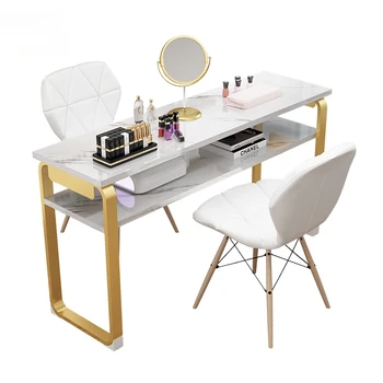 Dizajn noktiju stolovi, dvostruka garnitura za kozmetički salon, profesionalna manikura stolovi, dvostruka pedikerski stol i skup stolica