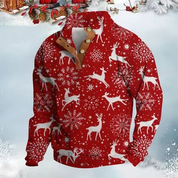Muški božićni dizajn pulover dugih rukava i 3D ispis, majica veličine, pulover s kapuljačom, stil Dvije