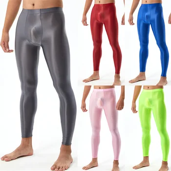 Gospodo svilenkasto glatka seksi uske tajice za bodybuilding, U-iznio sjajne hlače Plus veličina, sjajne tajice za yoga, svakodnevne hlače