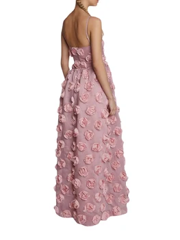 Donje elegantan haljinu maxi na trake s cvjetnim ispis, otvorenim leđima i трапециевидным silueta
