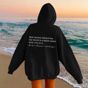 Majica Dear Person Behind Me pulover za realizaciju mentalno zdravlje, Vintage Estetski majica s riječima na leđima, modni hoodies Unisex