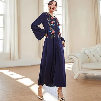 TY-21657 Muslimansko осеннее haljina 2023 godine, novi moderan haljinu Amaya s V-izrez i vezom na Bliskom Istoku