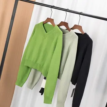 Novi ženski boja simbol za mode i za odmor 2023, pulover slobodne žica, džemper, šik top u retro stilu s dugim rukavima