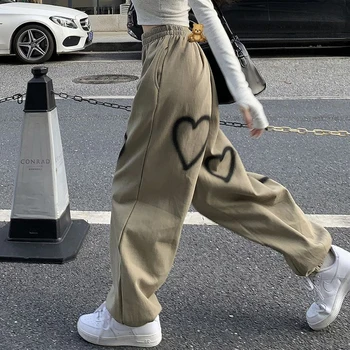 Korejski Bijele hlače Оверсайз Ženske 2023 Proljeće Svakodnevne Slobodne hlače Халлен s visokim strukom Ženski Ulični odjeća Ravne hlače u stilu hip-hop