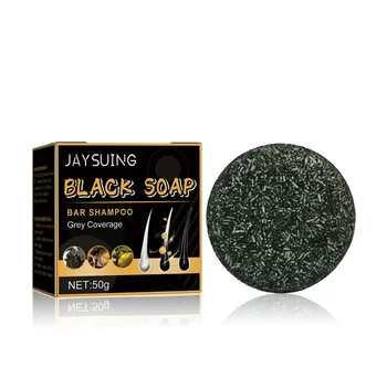 Jaysuing Black Hair Sapun Šampon i Sapun crno za njegu gustom kosom Čišćenje kože glave Elastičnost kose Jaka učvršćivanje kose