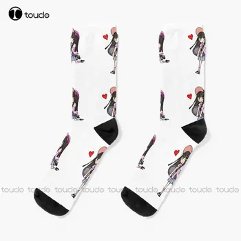 Čarape s slatka naljepnicama u stilu anime Kimi Ni Todoke, Bijele duge čarape, Personalizirane čarape Unisex za odrasle, mlade, mlade, Individualni dar